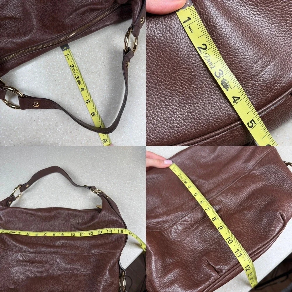 Michael Kors Pebbled Leather Hobo Handbag Shoulder Bag in Brown, Gold Hardware‎